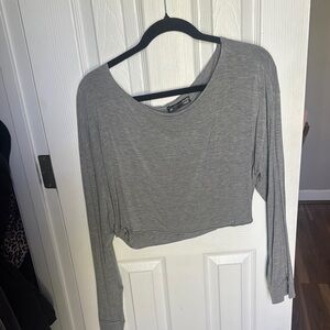 Gray Long Sleeve Crop Top